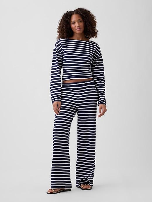 stripe pull-on pants