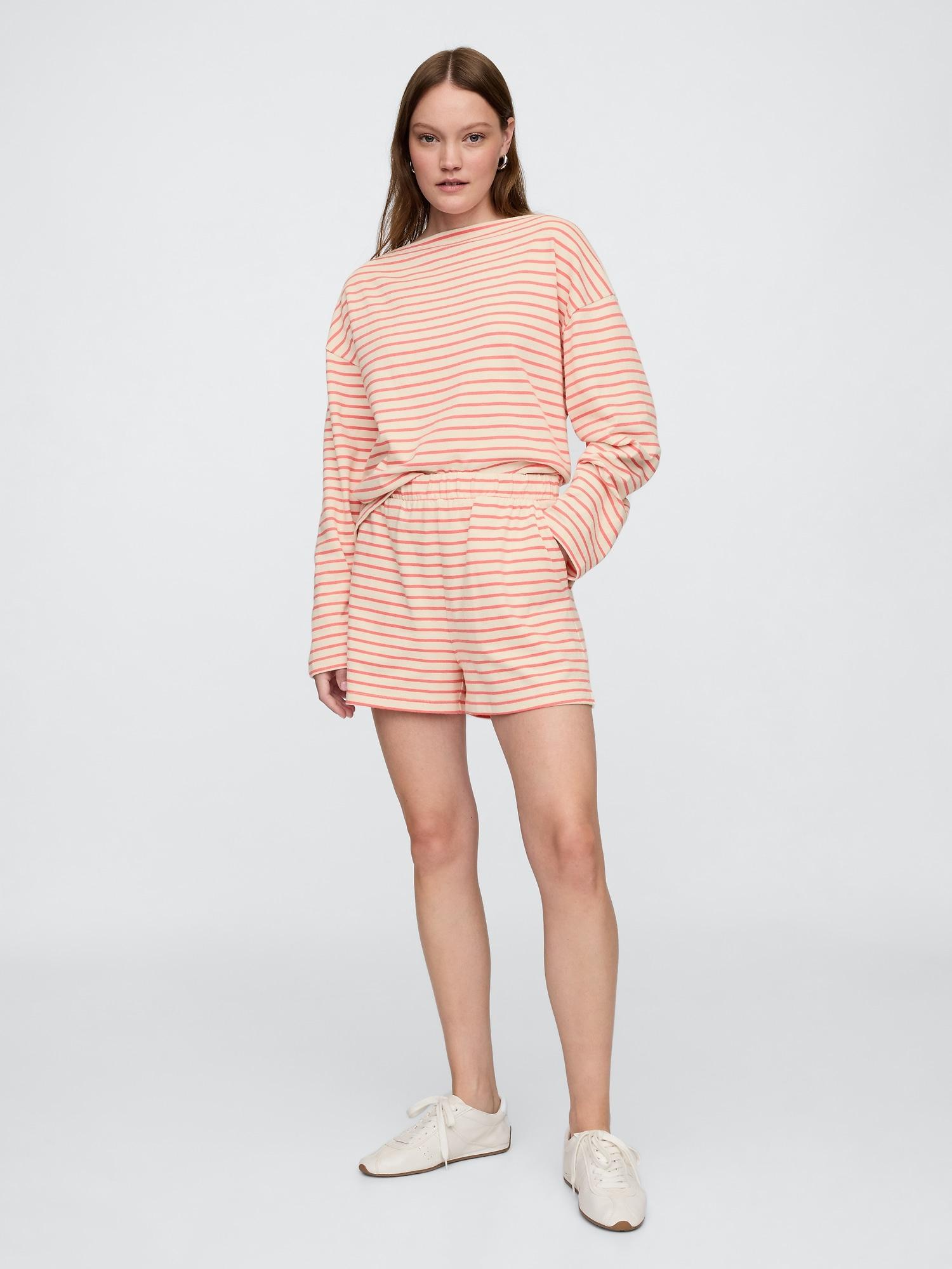 stripe pull-on shorts