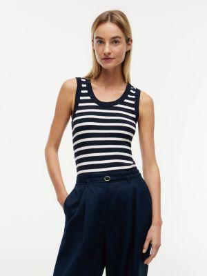stripe rib-knit tank top
