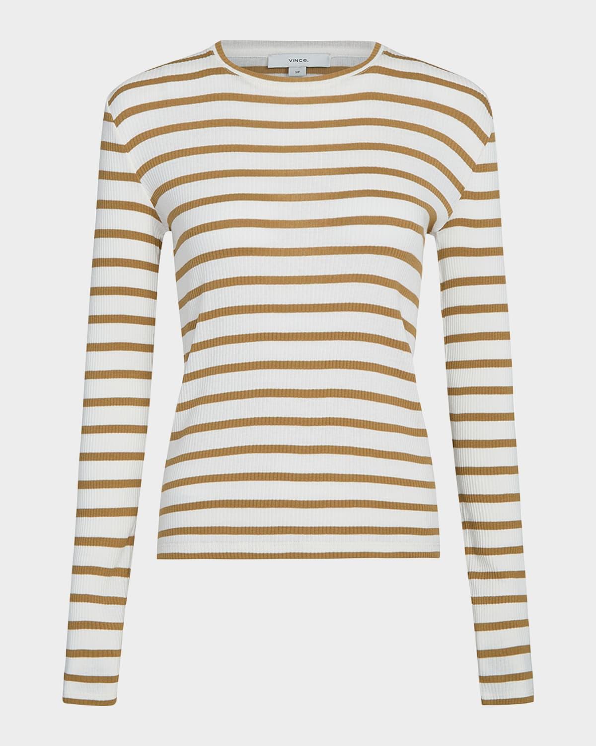 stripe ribbed crewneck top