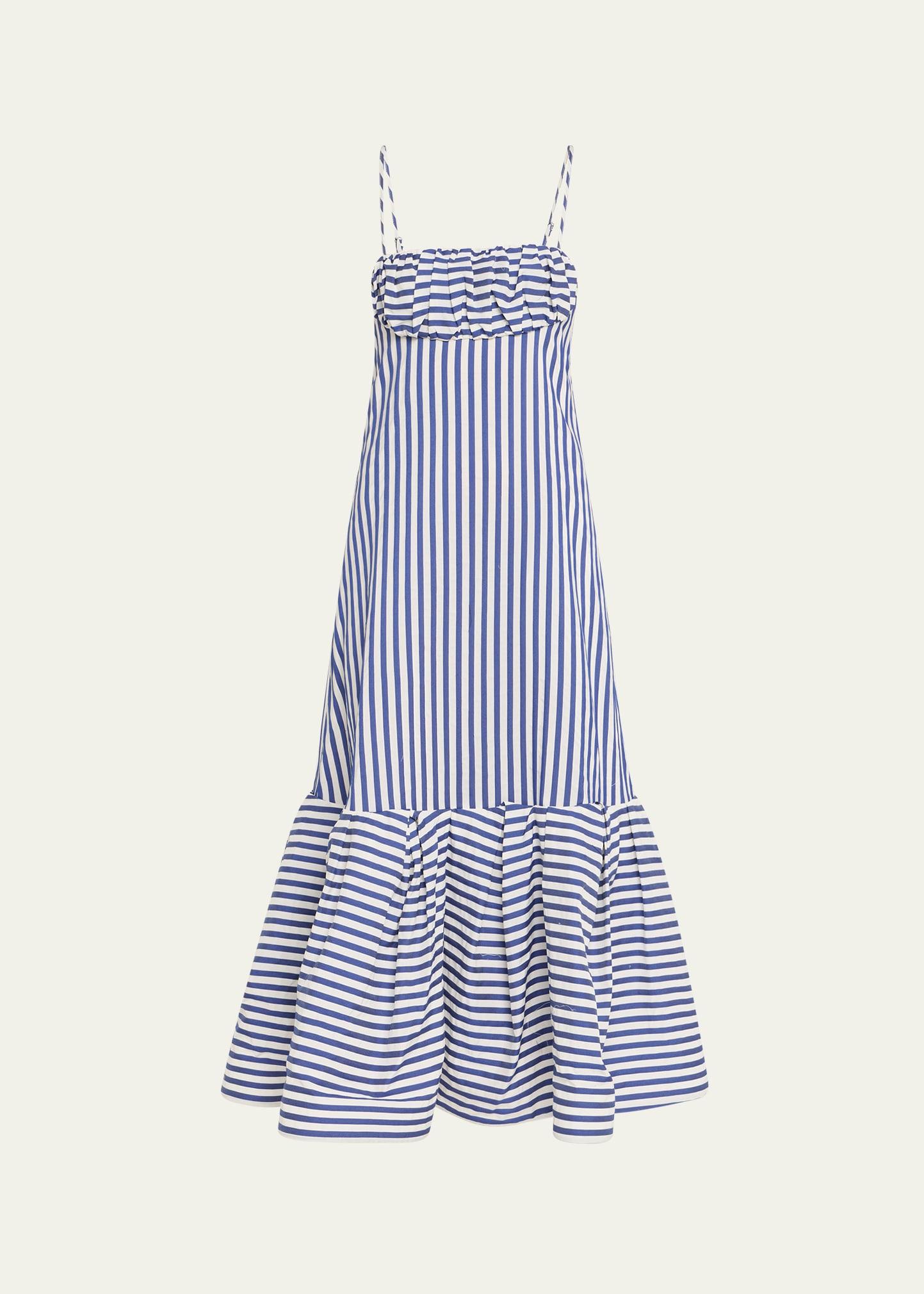 stripe ruched bust cami maxi dress