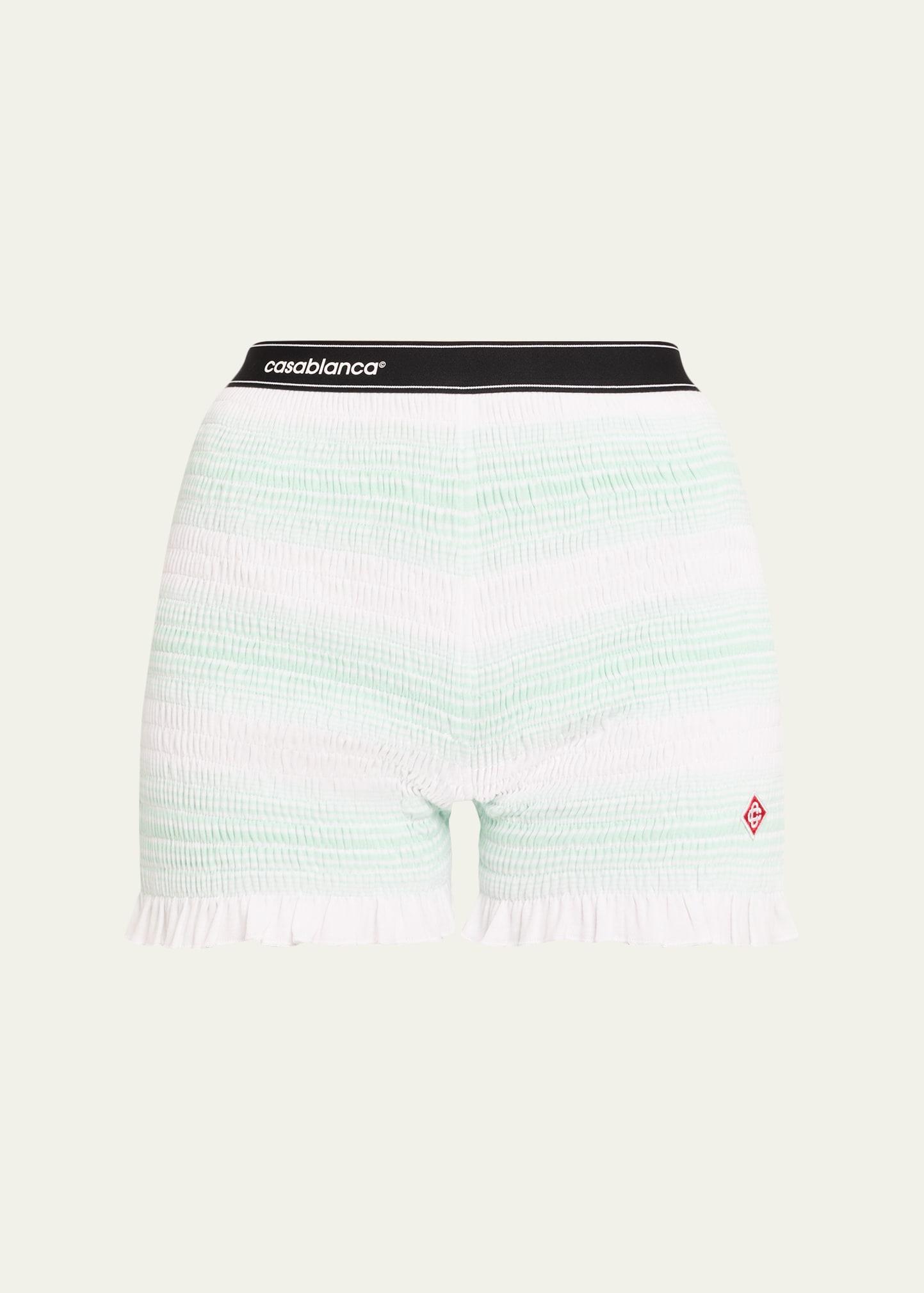 stripe shirred shorts