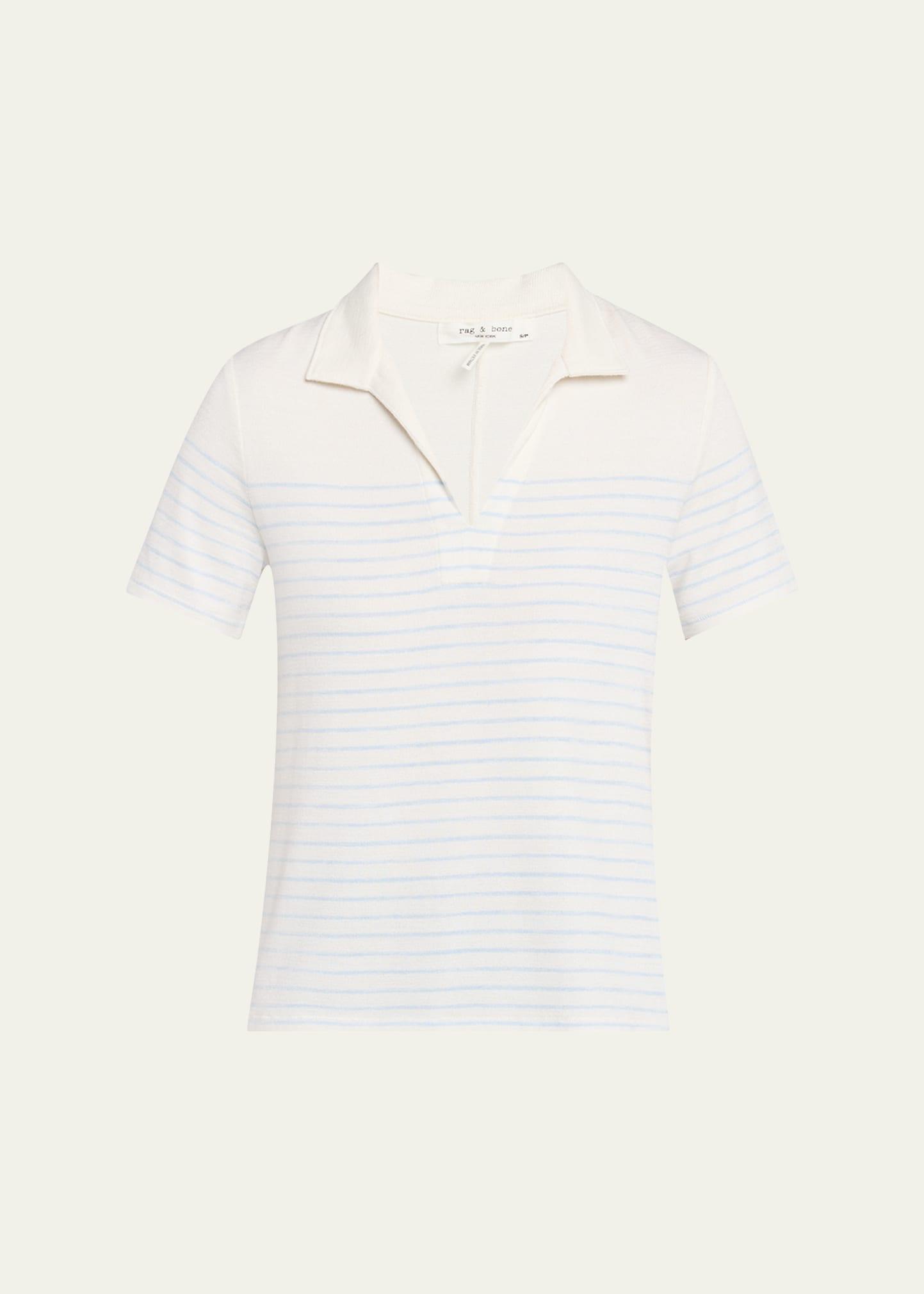 stripe short-sleeve polo top