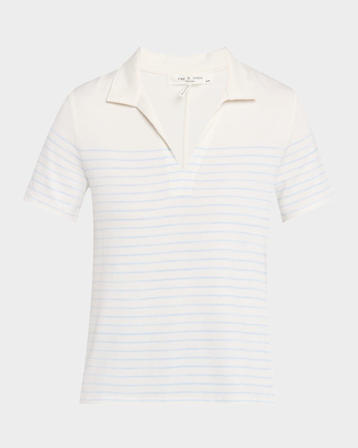 stripe short-sleeve polo top