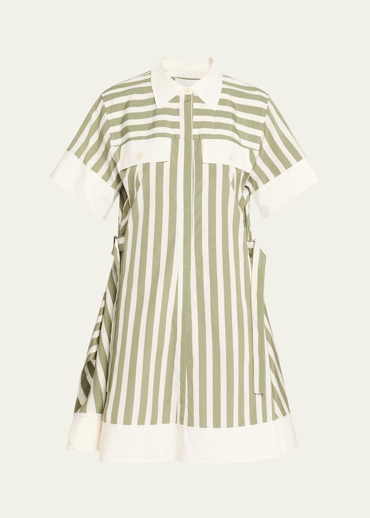 stripe short-sleeve shirt dress