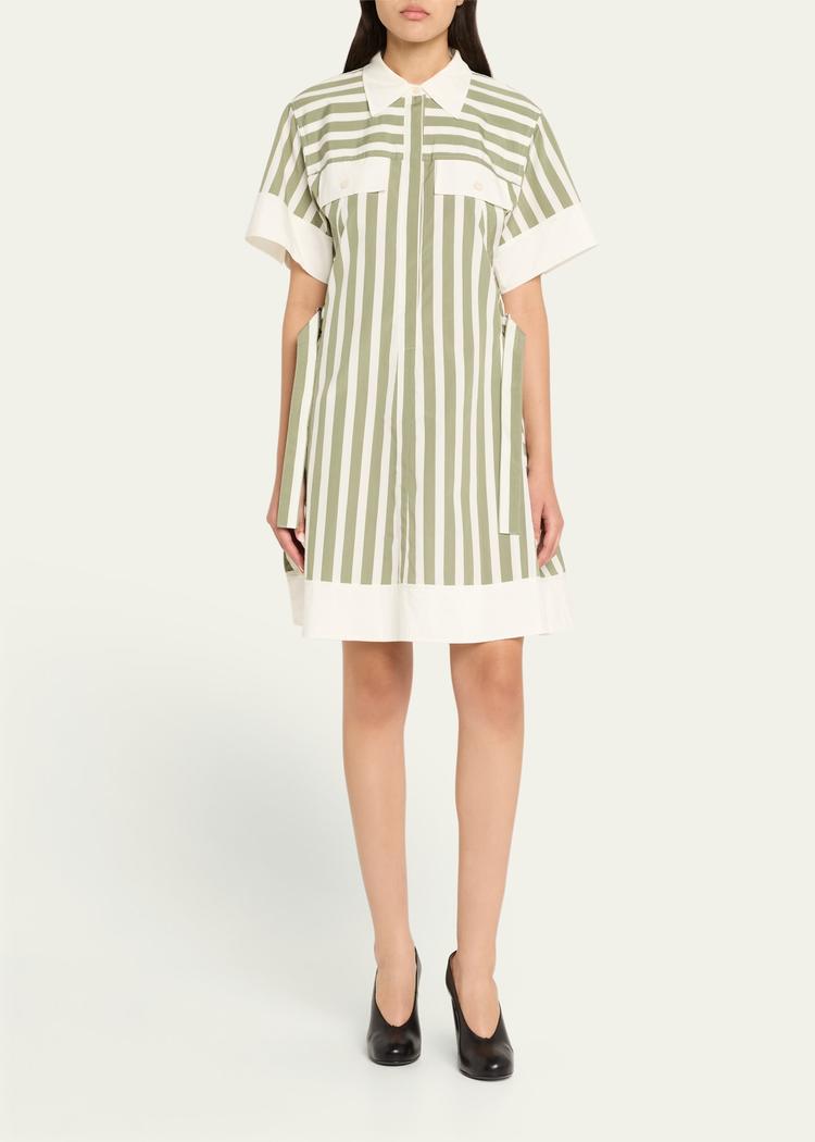 stripe short-sleeve shirt dress