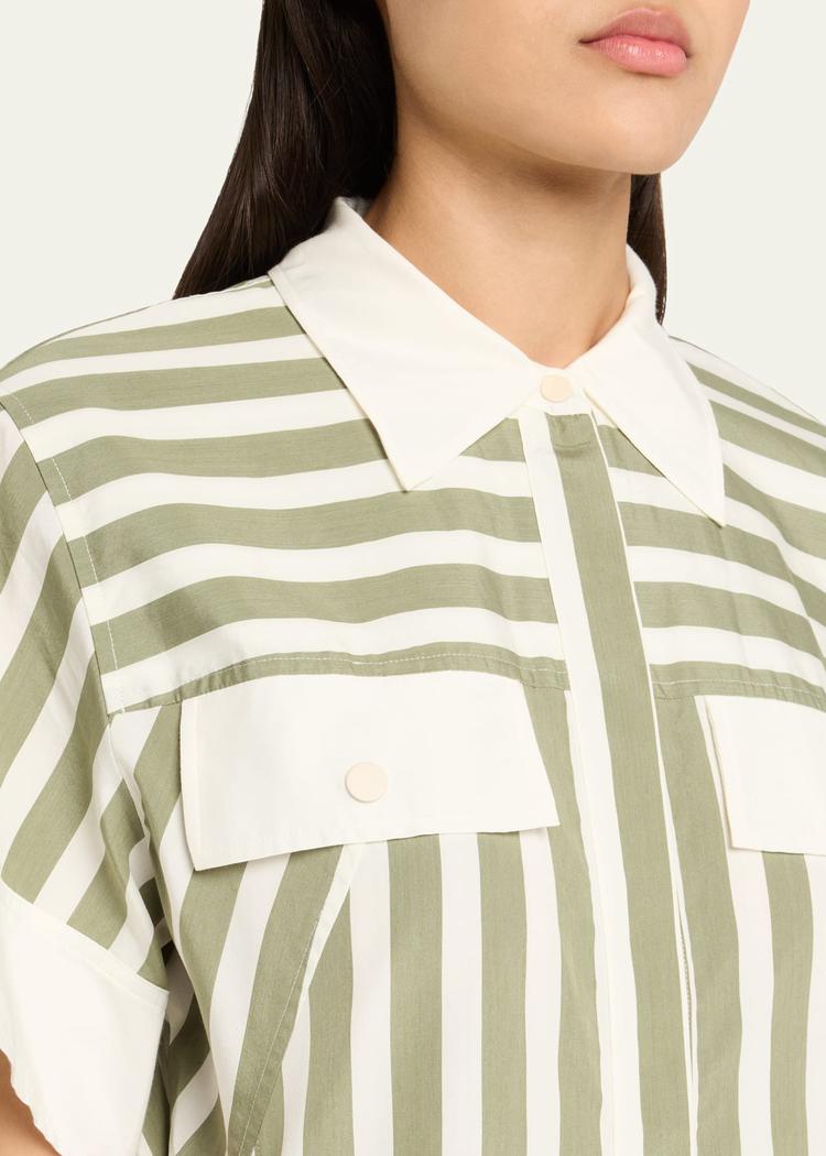 stripe short-sleeve shirt dress