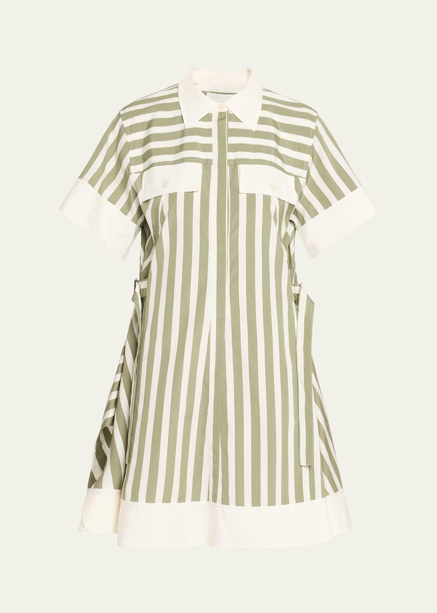 stripe short-sleeve shirt dress
