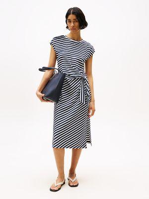stripe side-knot midi dress