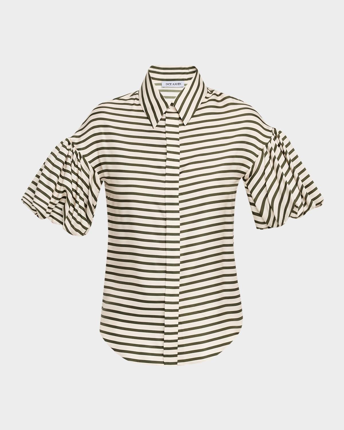 stripe silk twill shirt