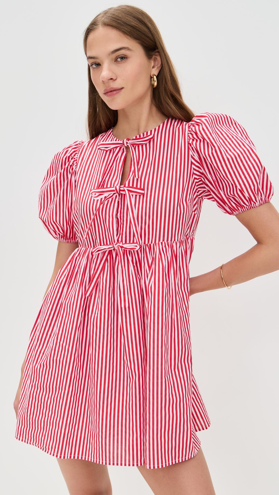 stripe sleeveless bow dress