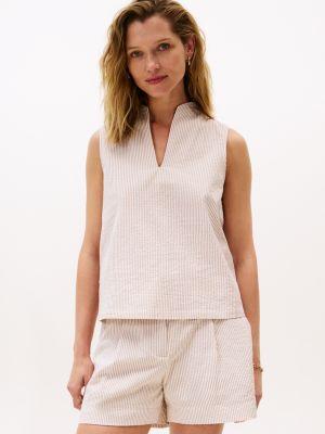 stripe sleeveless seersucker top