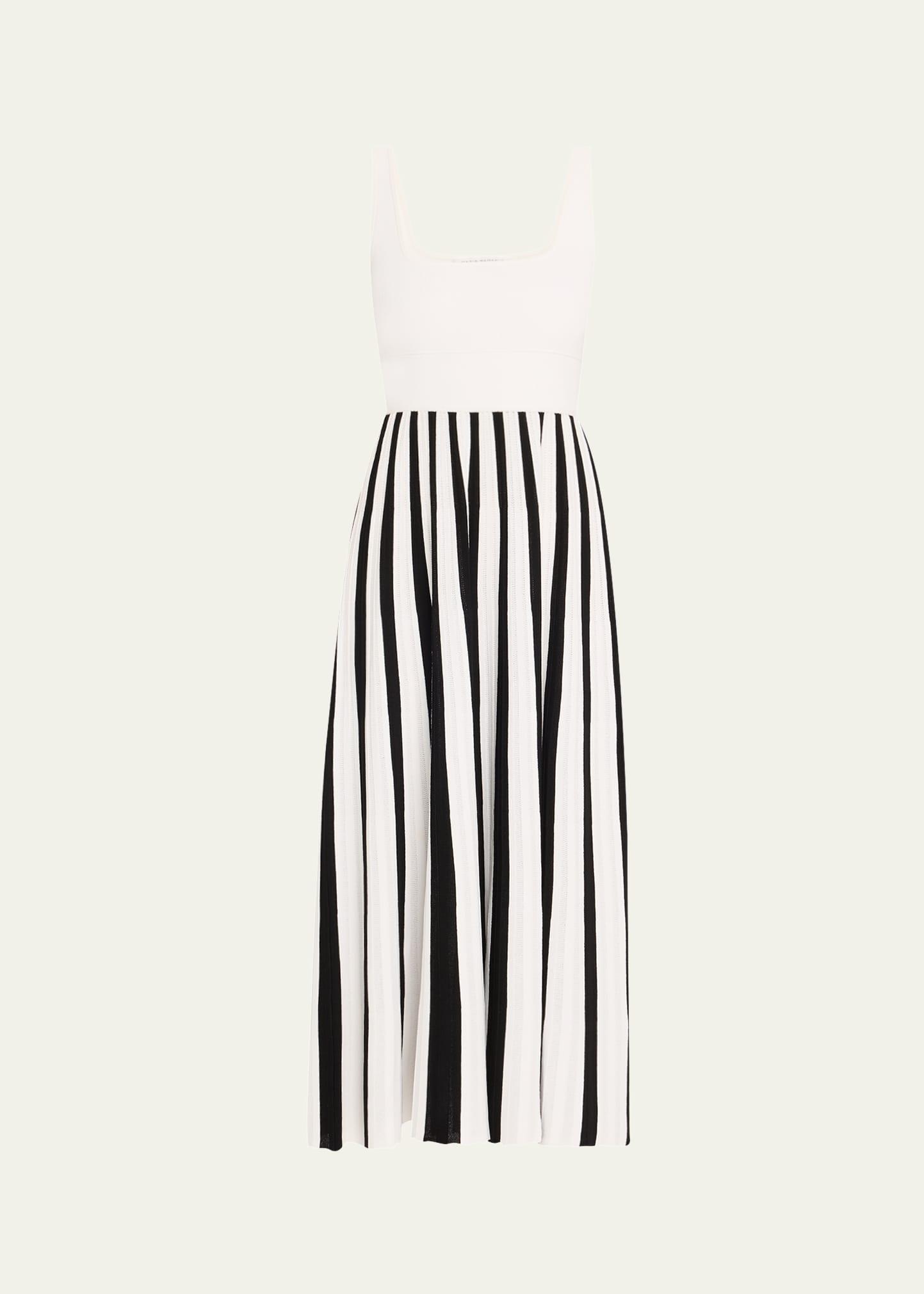 stripe square neck mesh dress