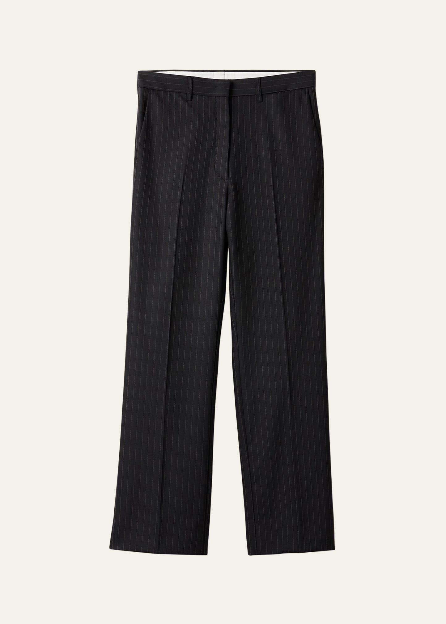 stripe straight leg wool pants