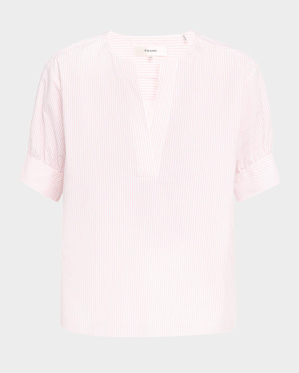 stripe v-neck pop over top