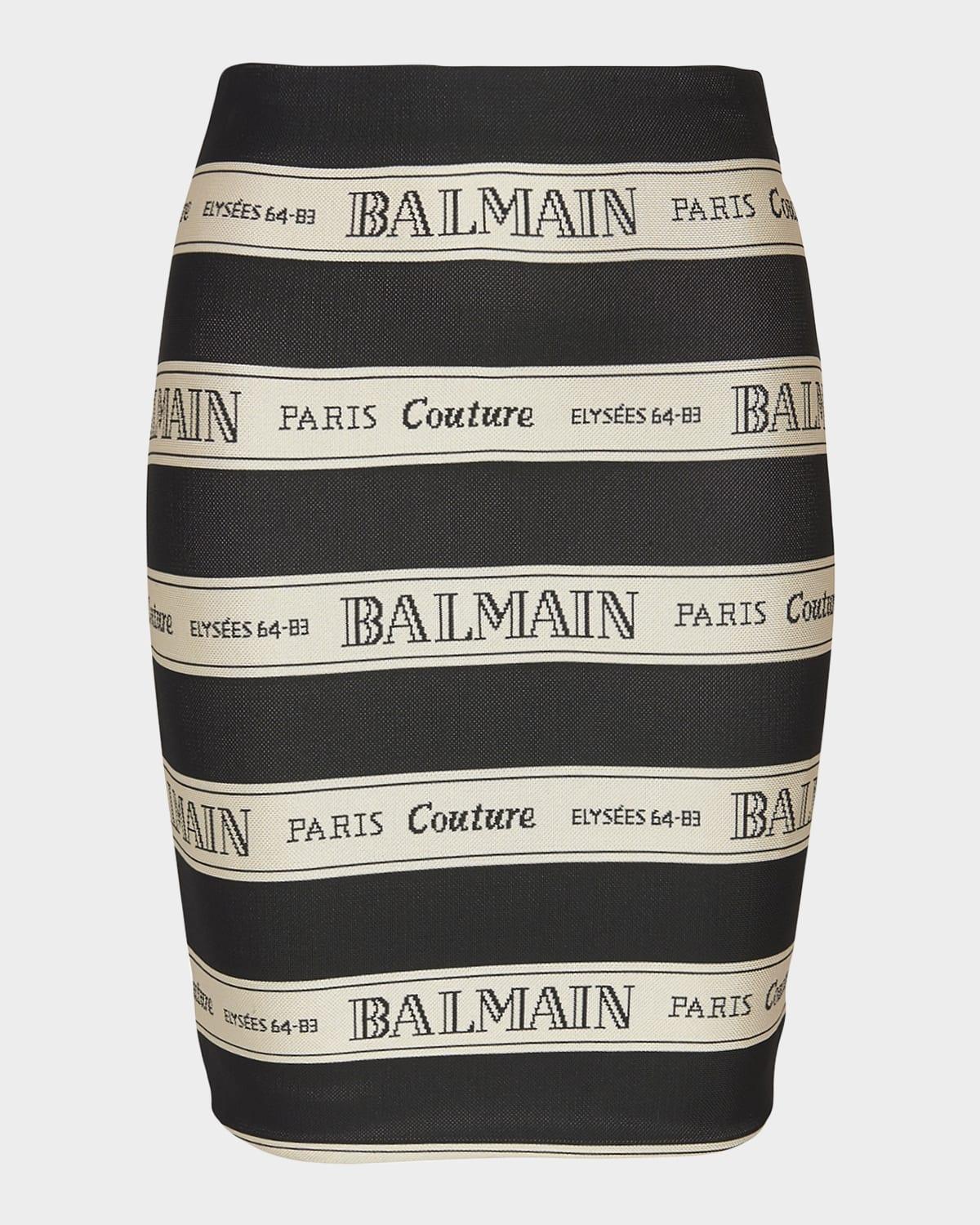 striped balmain jacquard mini skirt