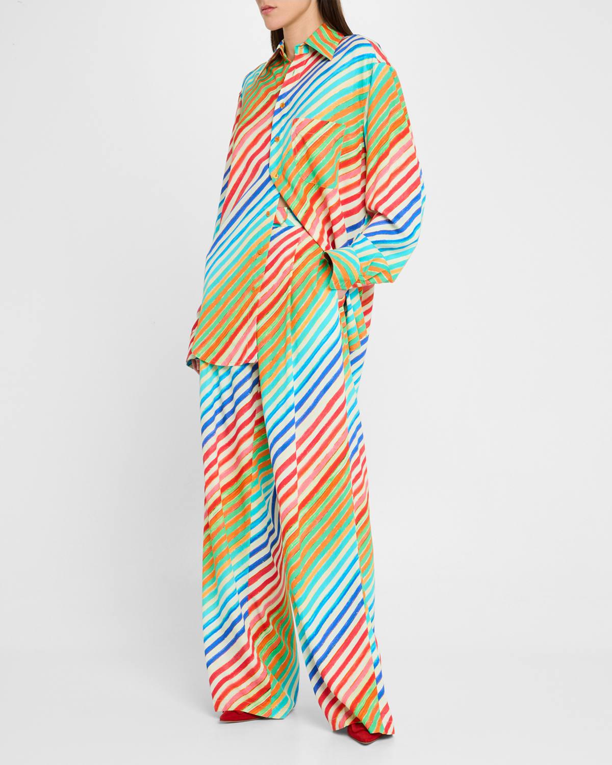 striped bias button-down shirt