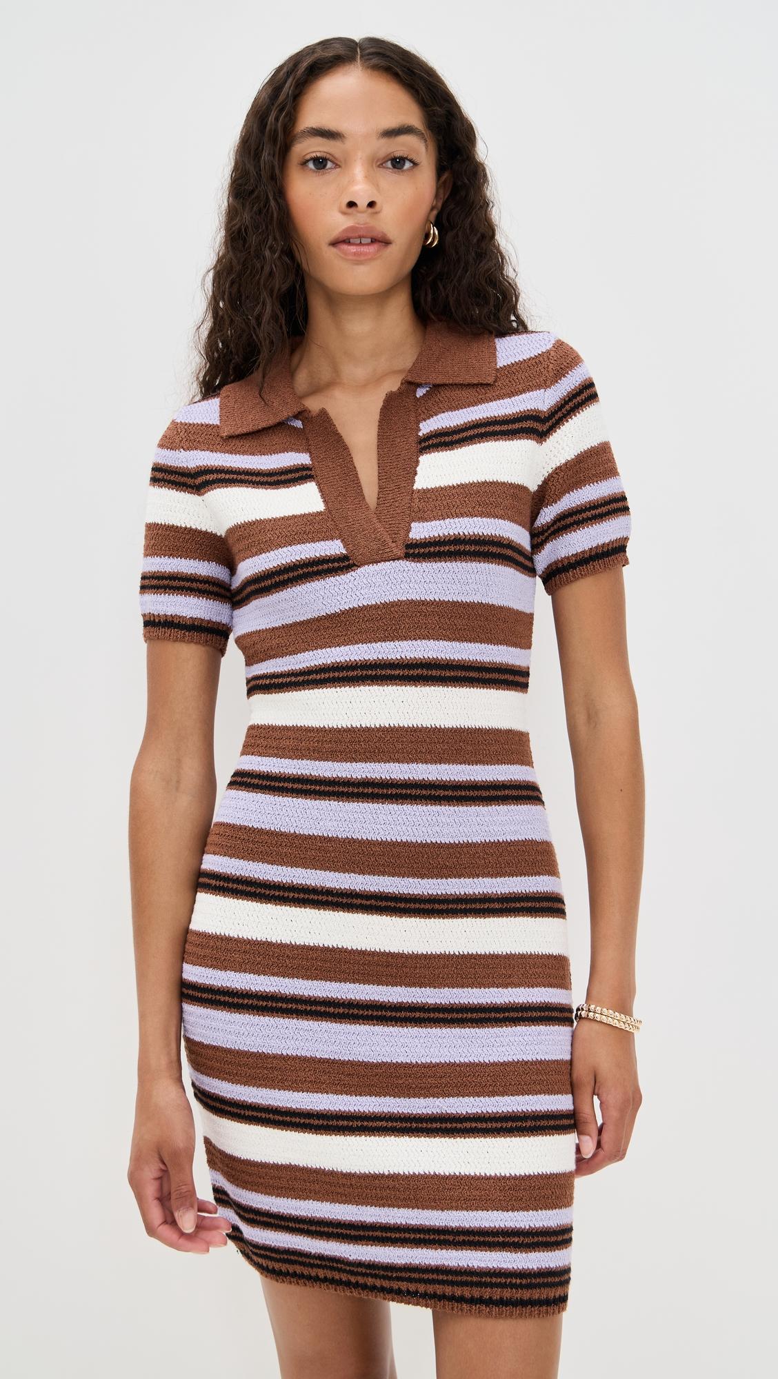 striped boucle mini dress