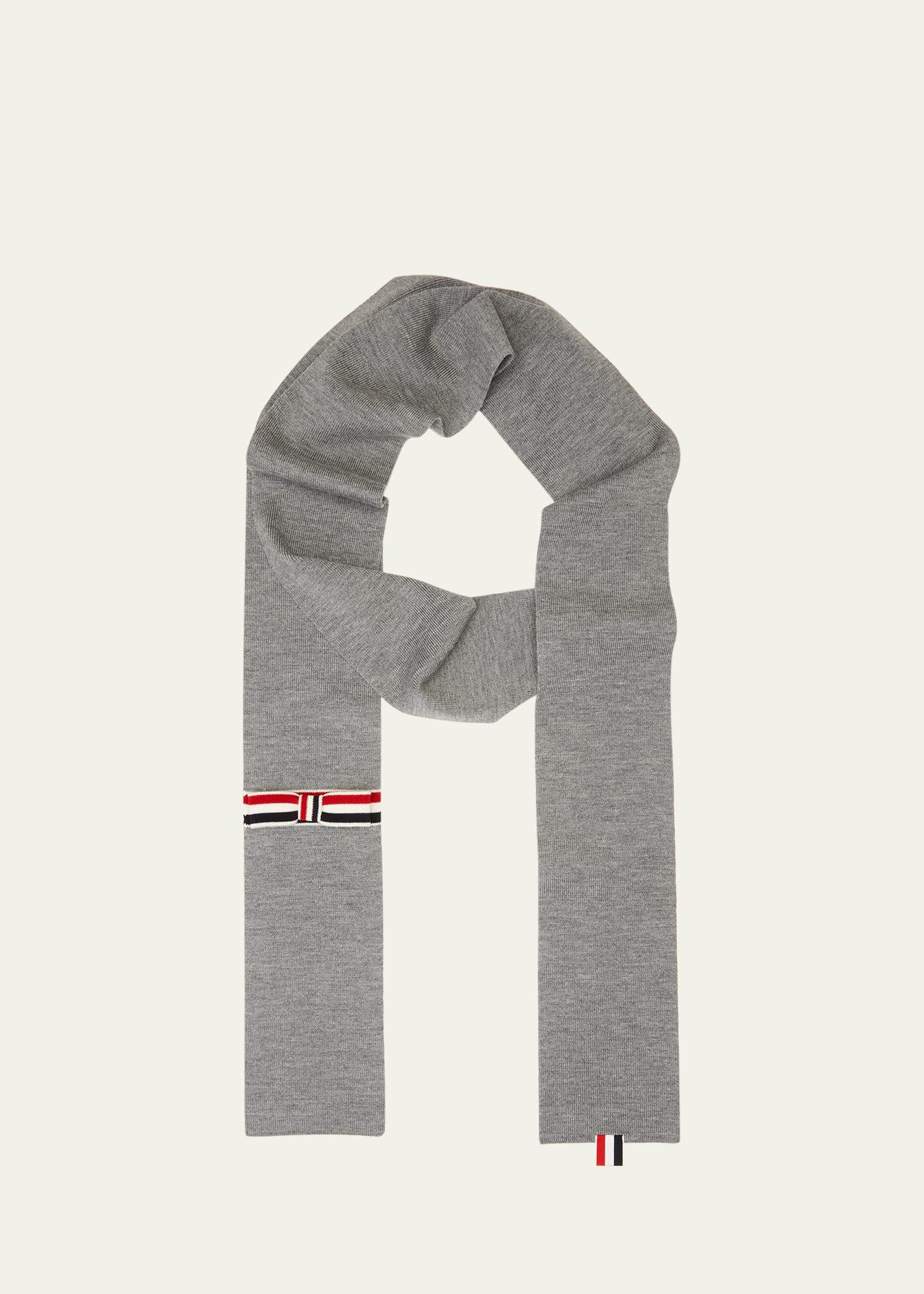 striped bow double-face wool scarf