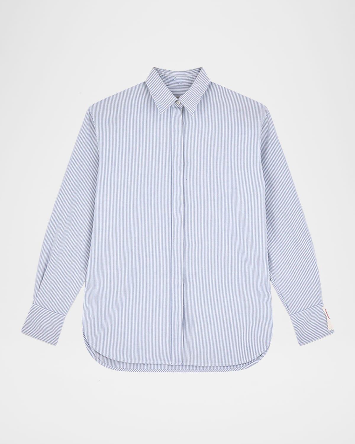 striped boyfriend button-front shirt