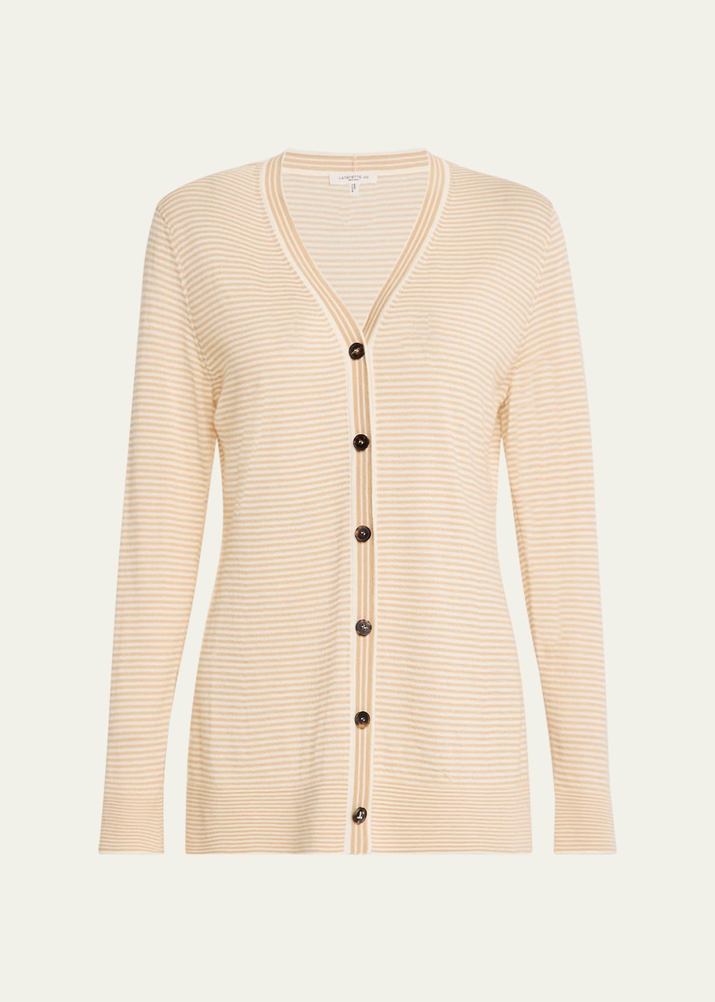 striped button-down cashmere cardigan