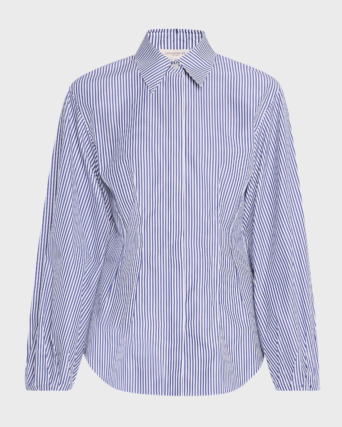 striped button-down cotton shirt