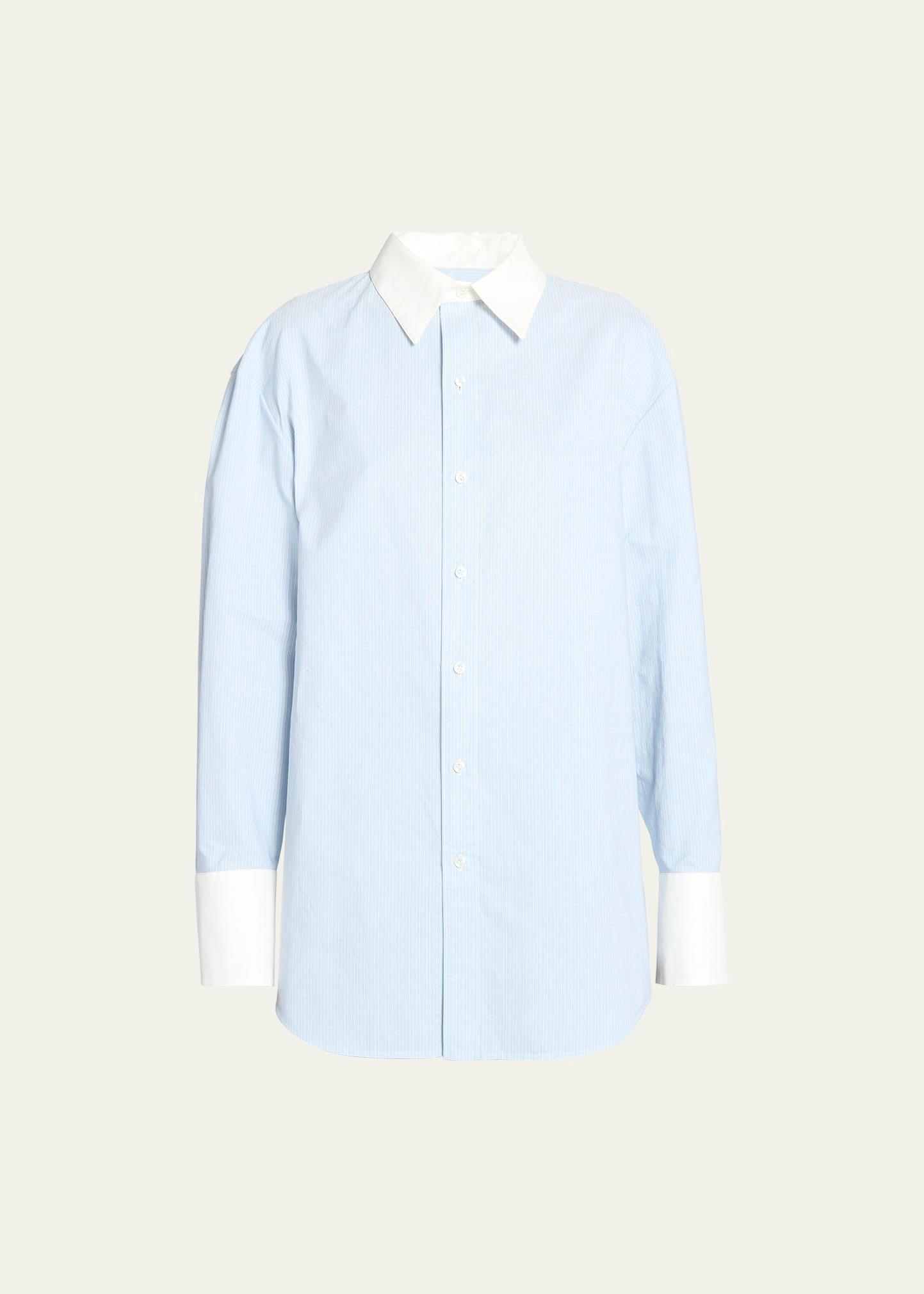 striped button-front blouse