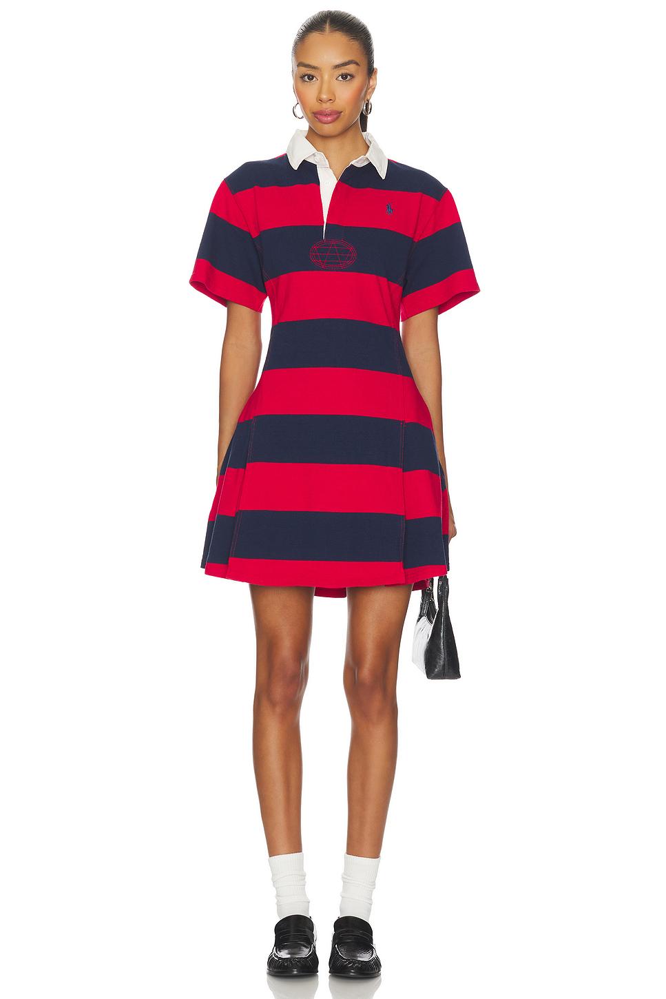 striped cotton jersey rugby dress