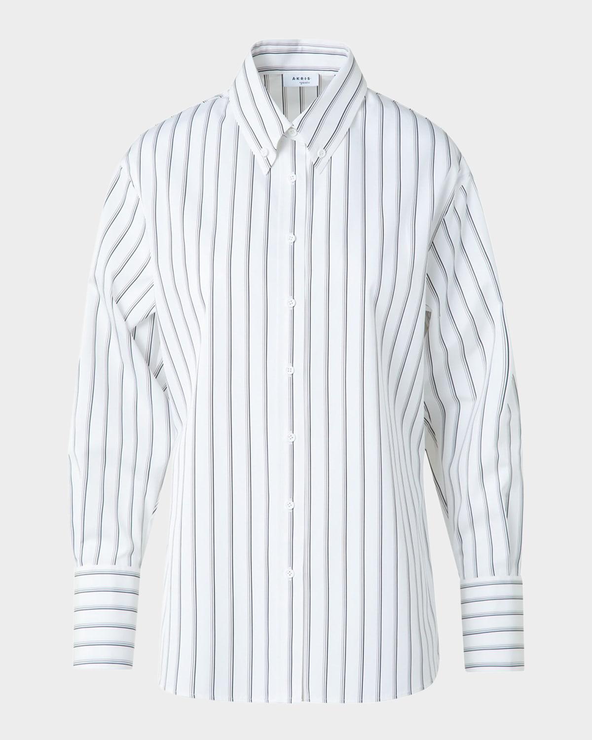 striped cotton poplin button-down shirt