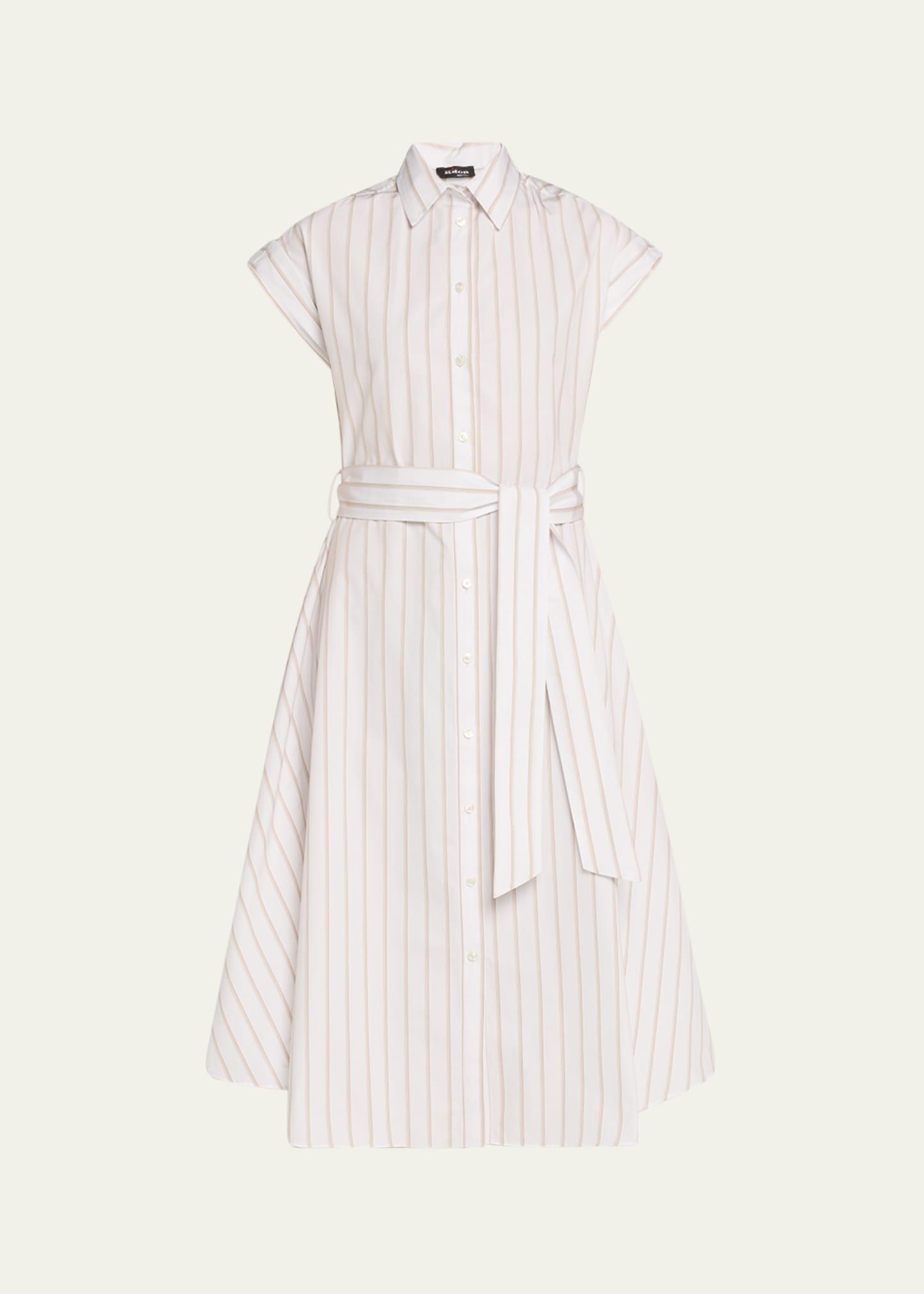 striped cotton poplin midi shirtdress