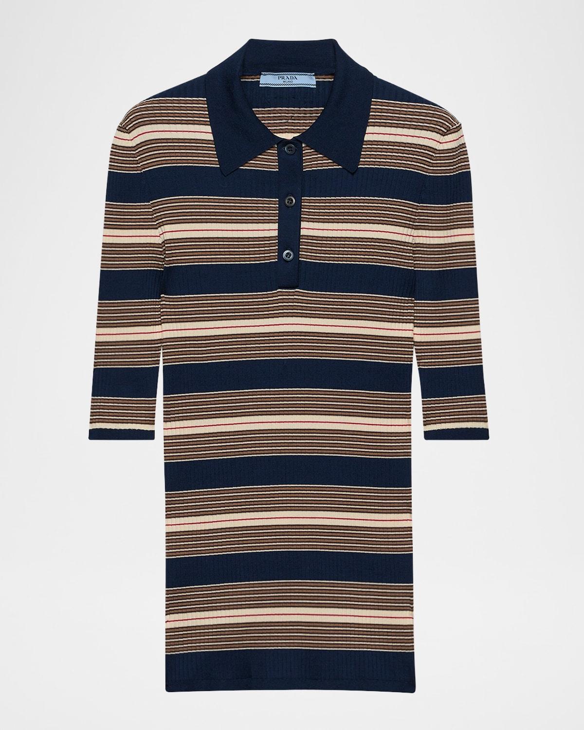 striped cotton rib polo shirt