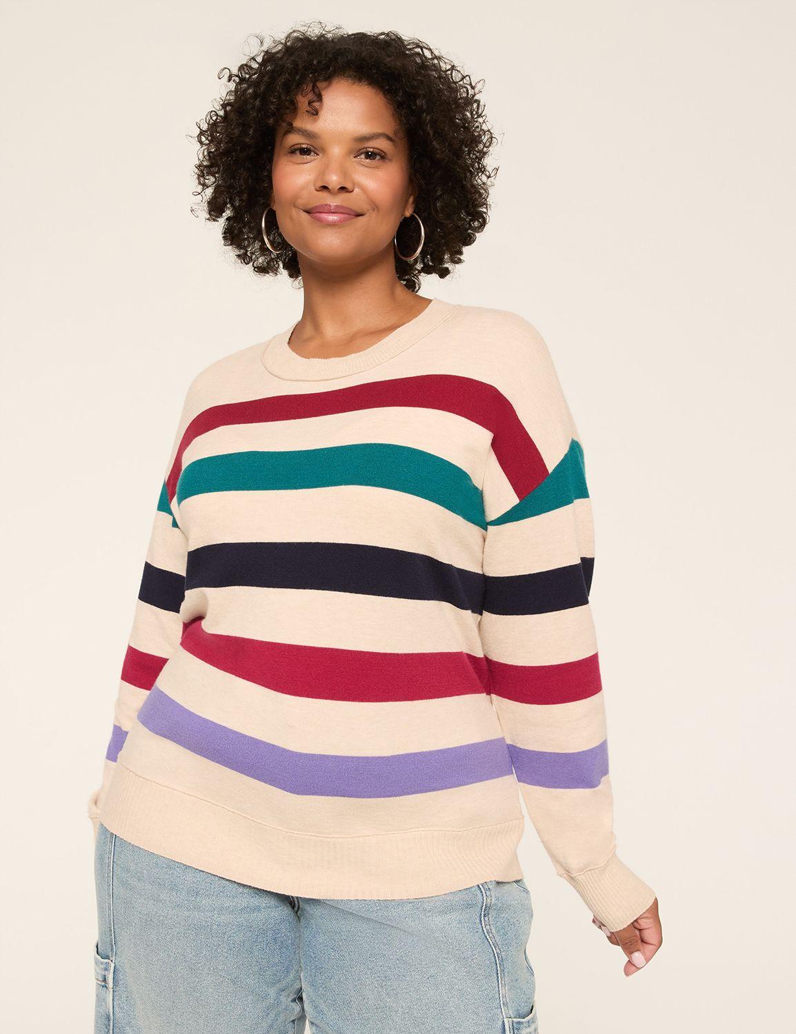 striped crew-neck pullover sweater