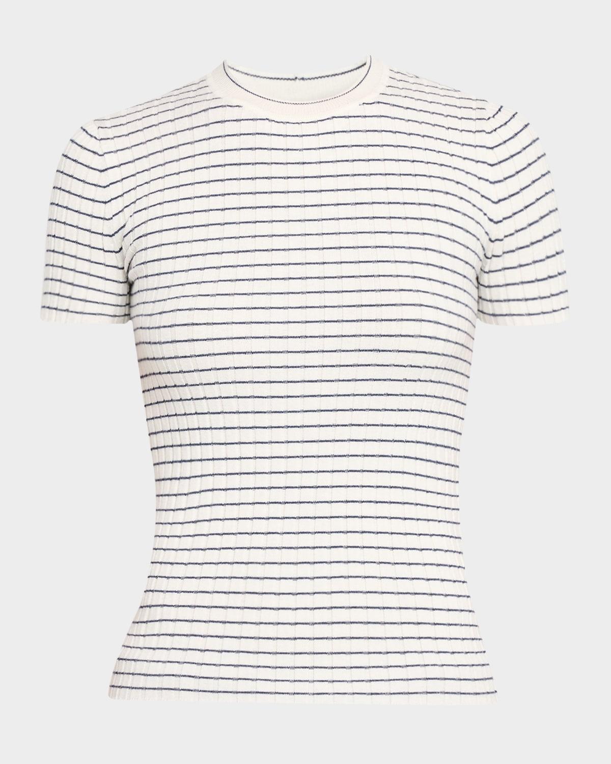 striped crewneck rib knit tee