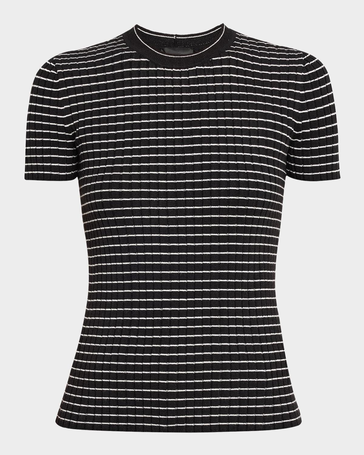 striped crewneck rib knit tee