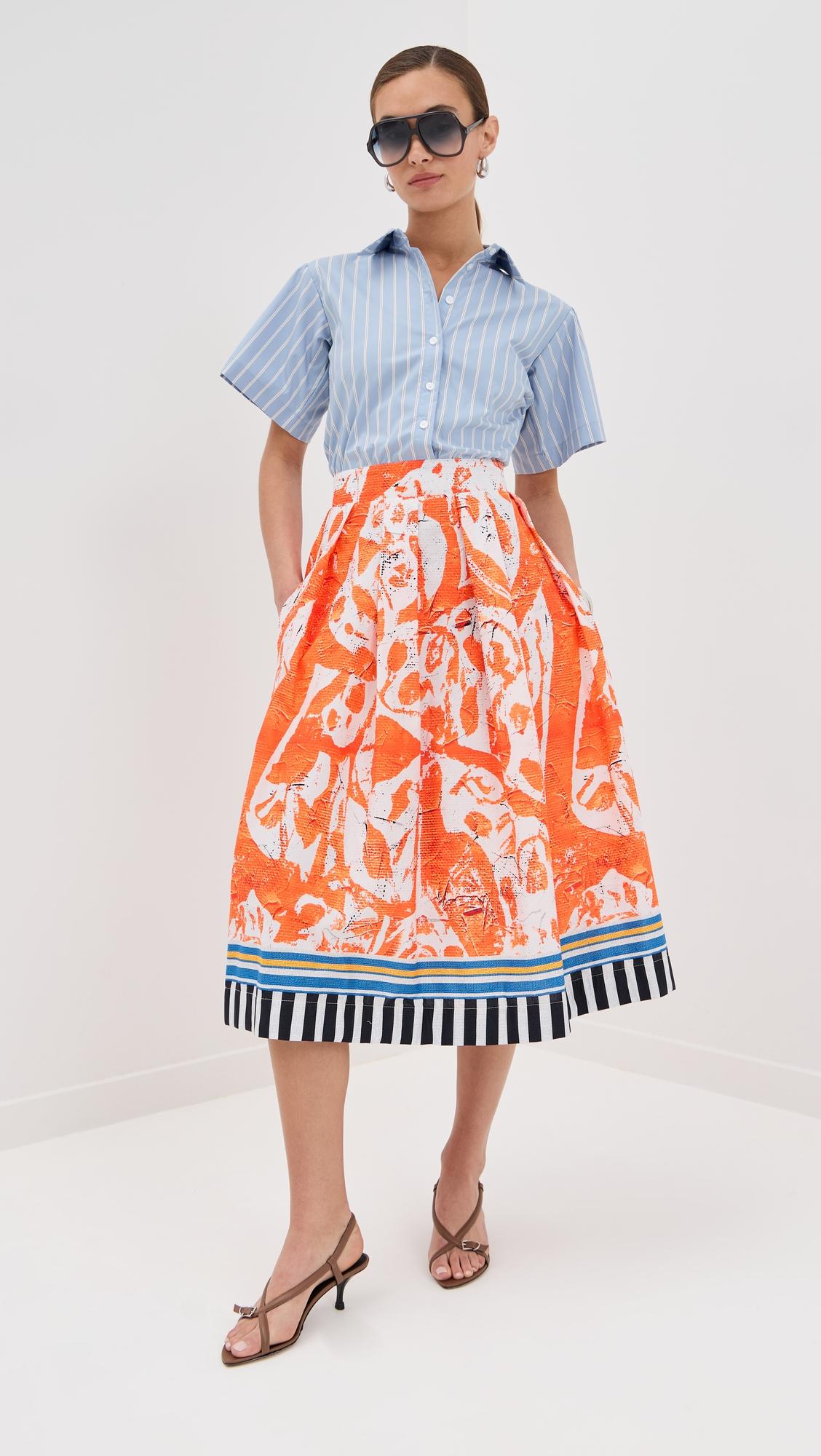 striped floral midi dress