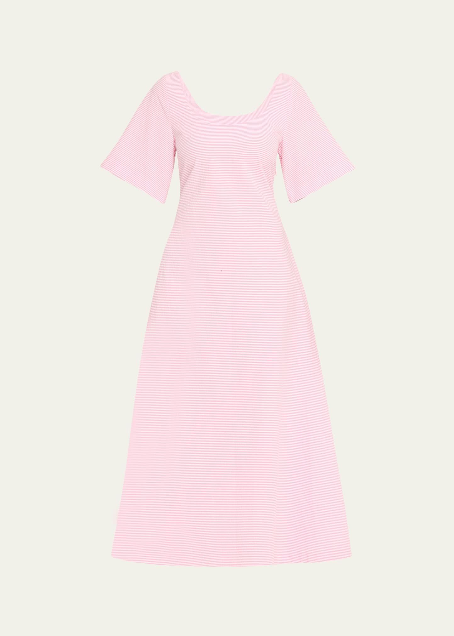 striped flowy scoop-neck dress