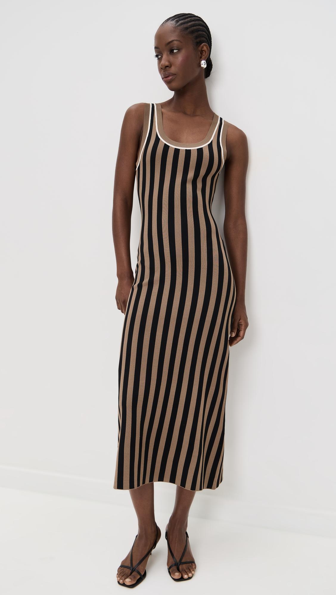 striped jacquard dress