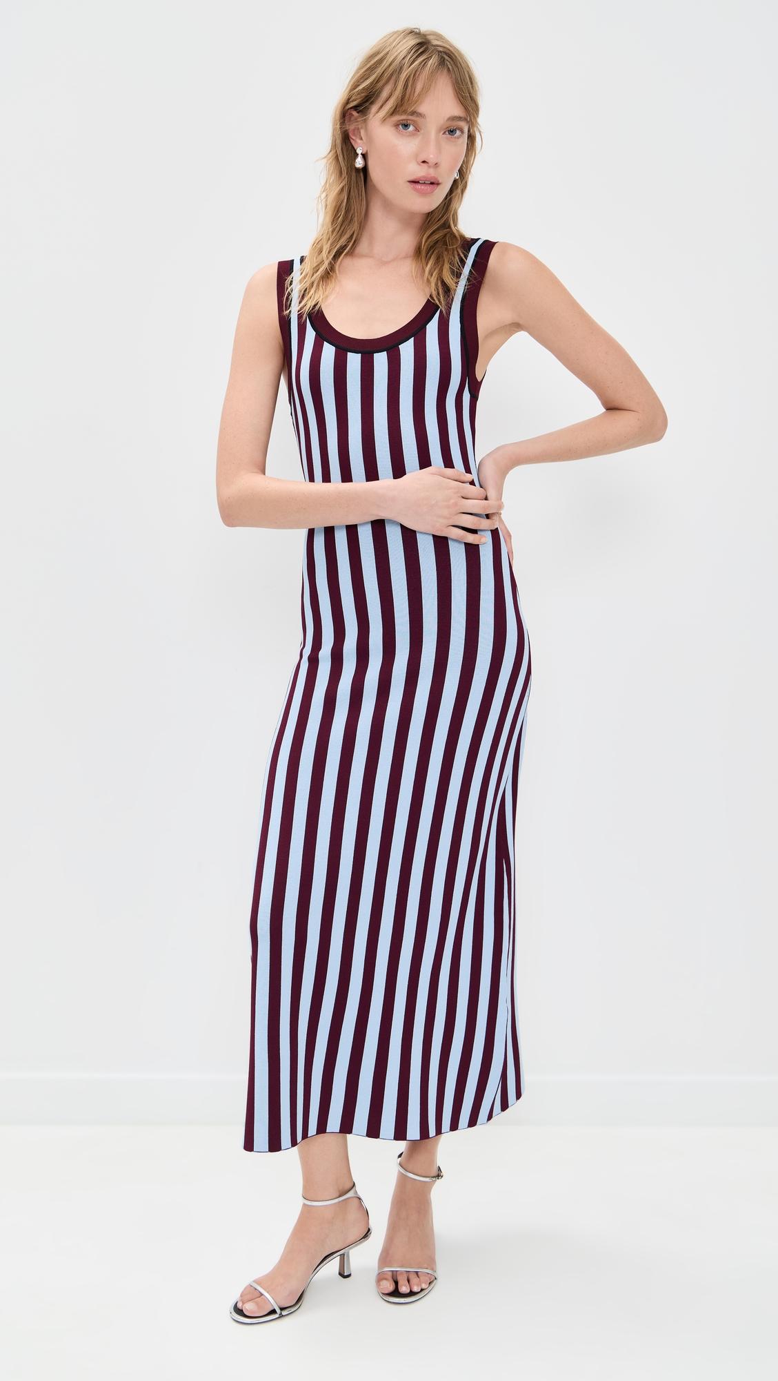 striped jacquard dress