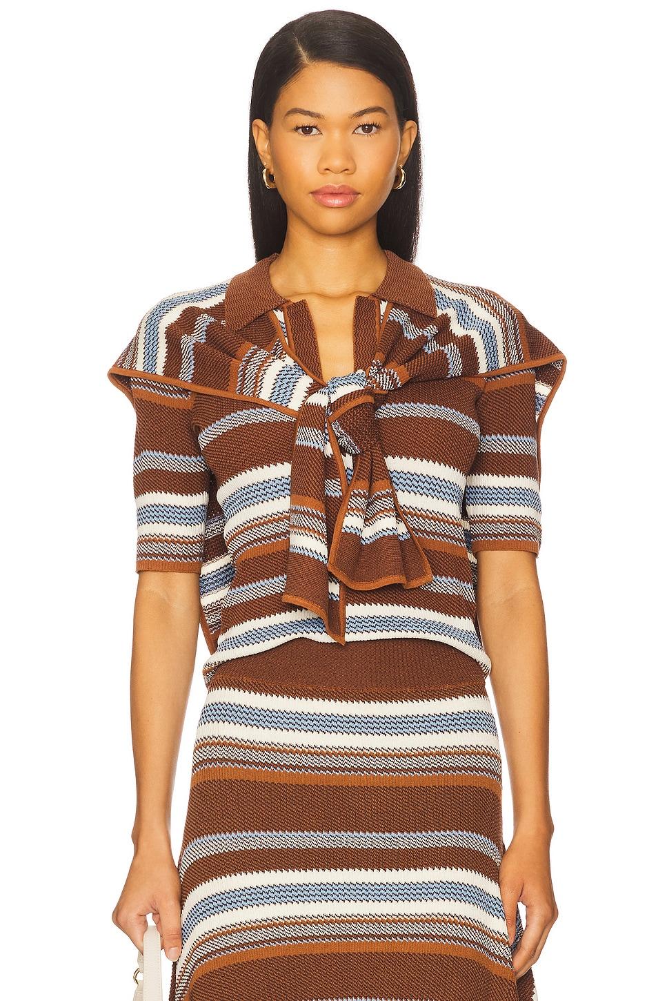 striped jacquard top and scarf