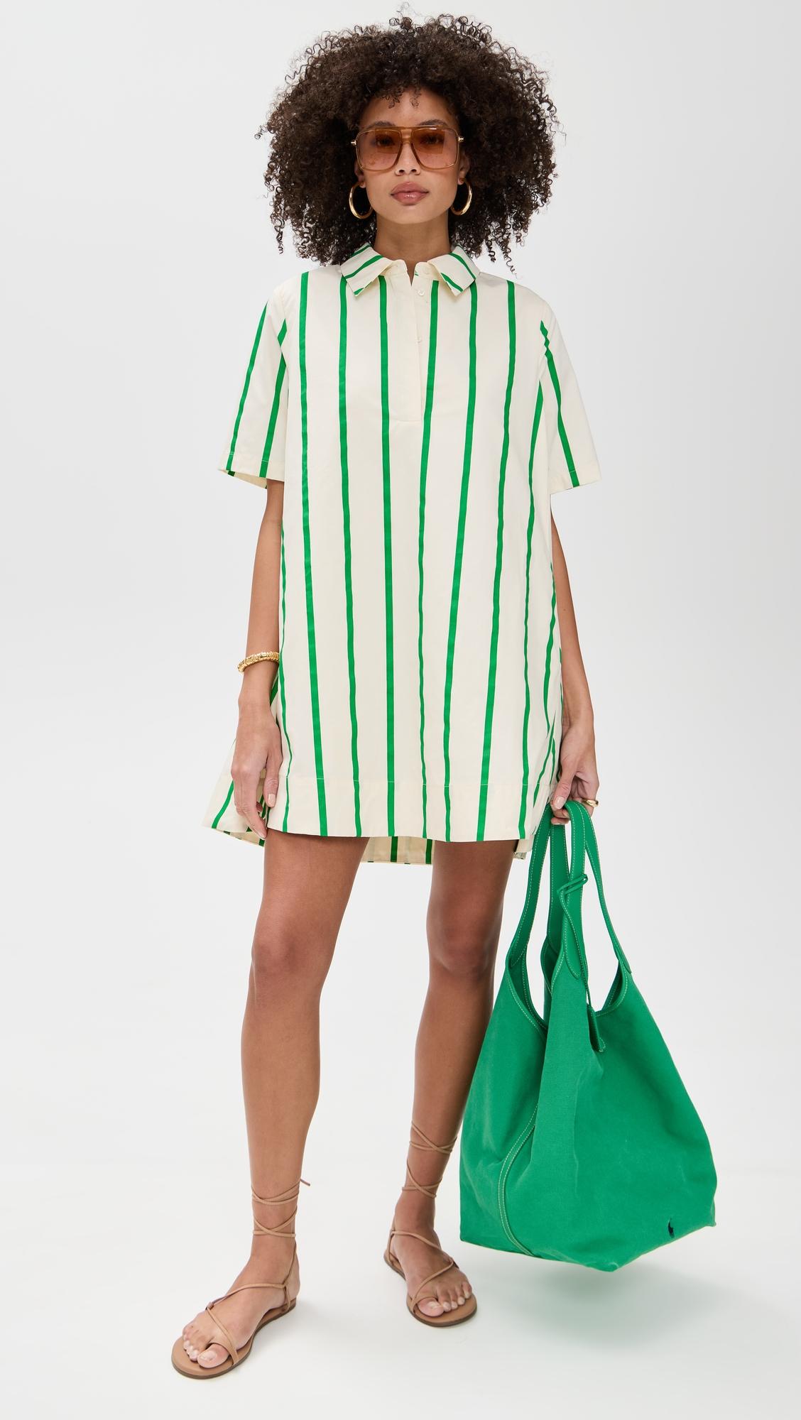 striped kaftan mini dress