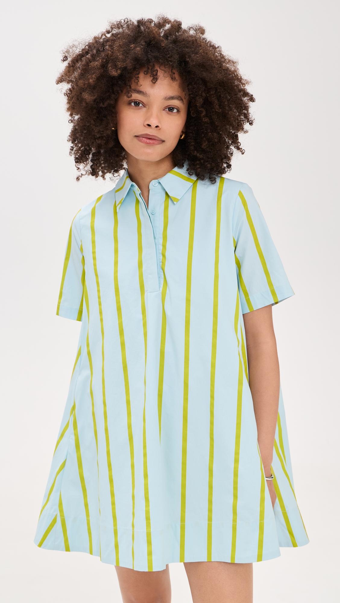 striped kaftan mini dress