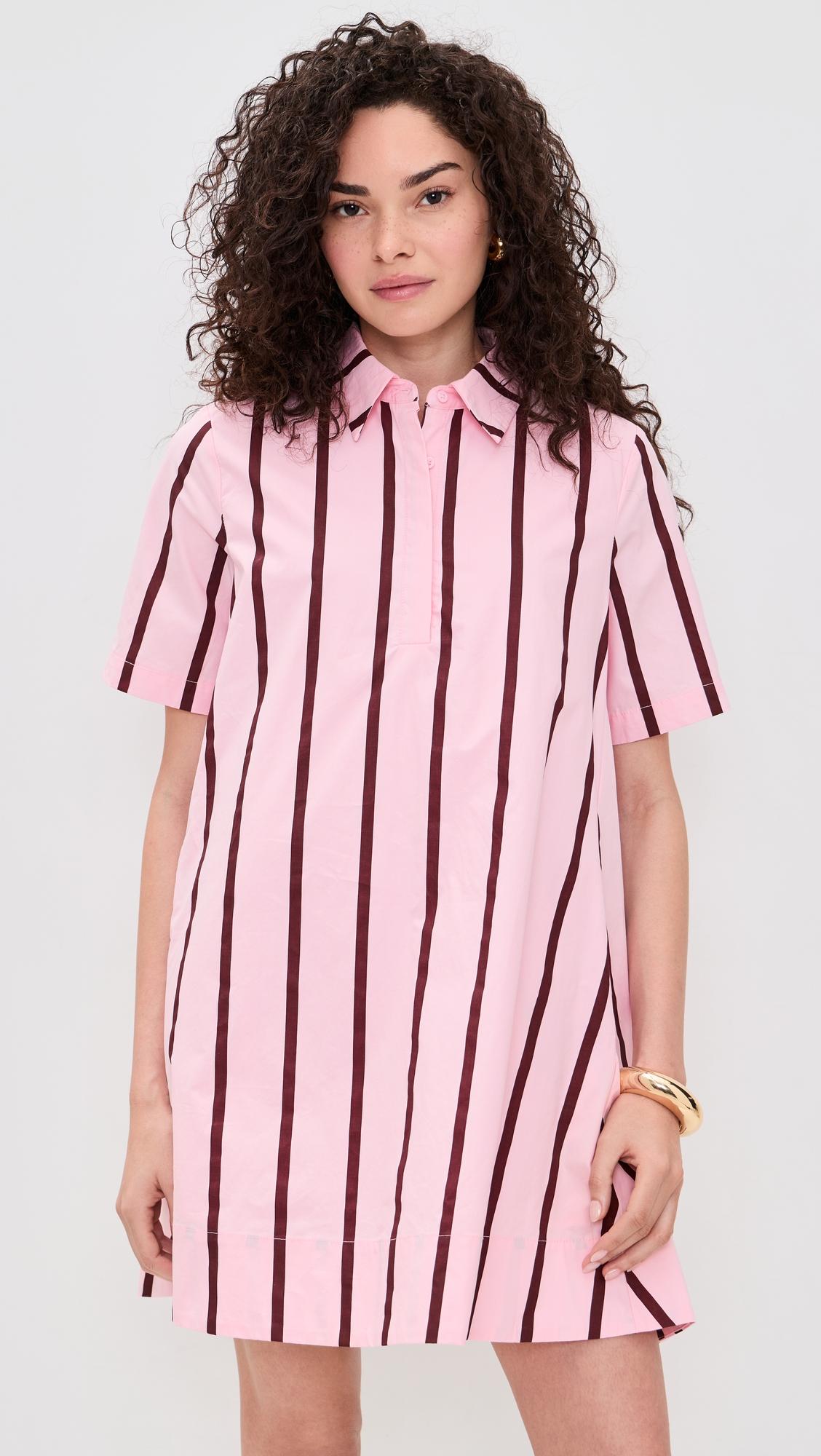 striped kaftan mini dress