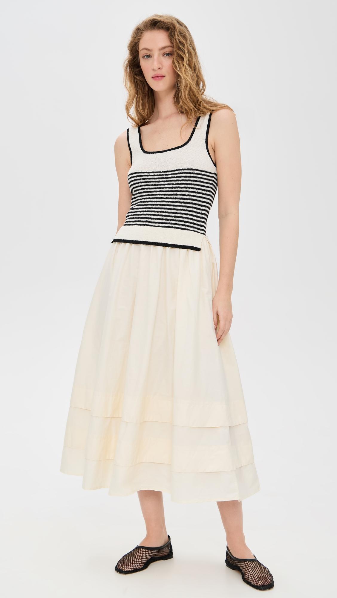 striped knit top midi dress