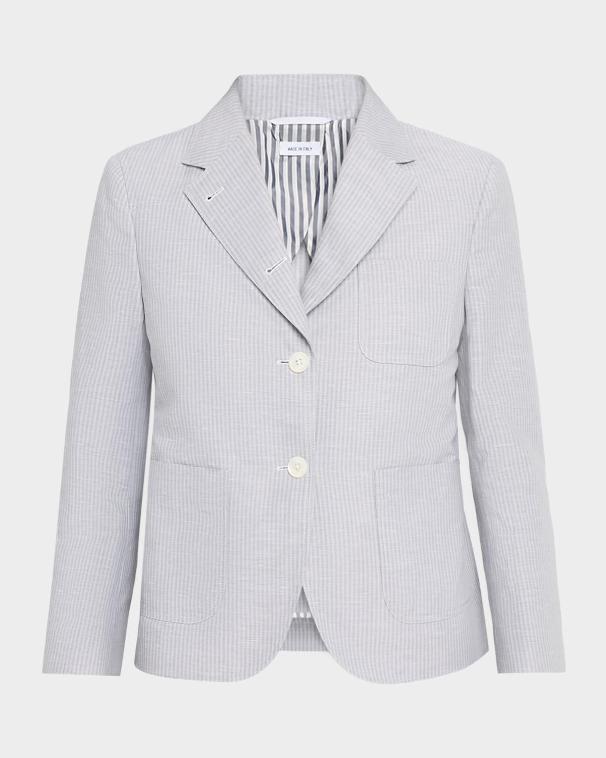 striped linen-cotton single-breasted crop sportcoat