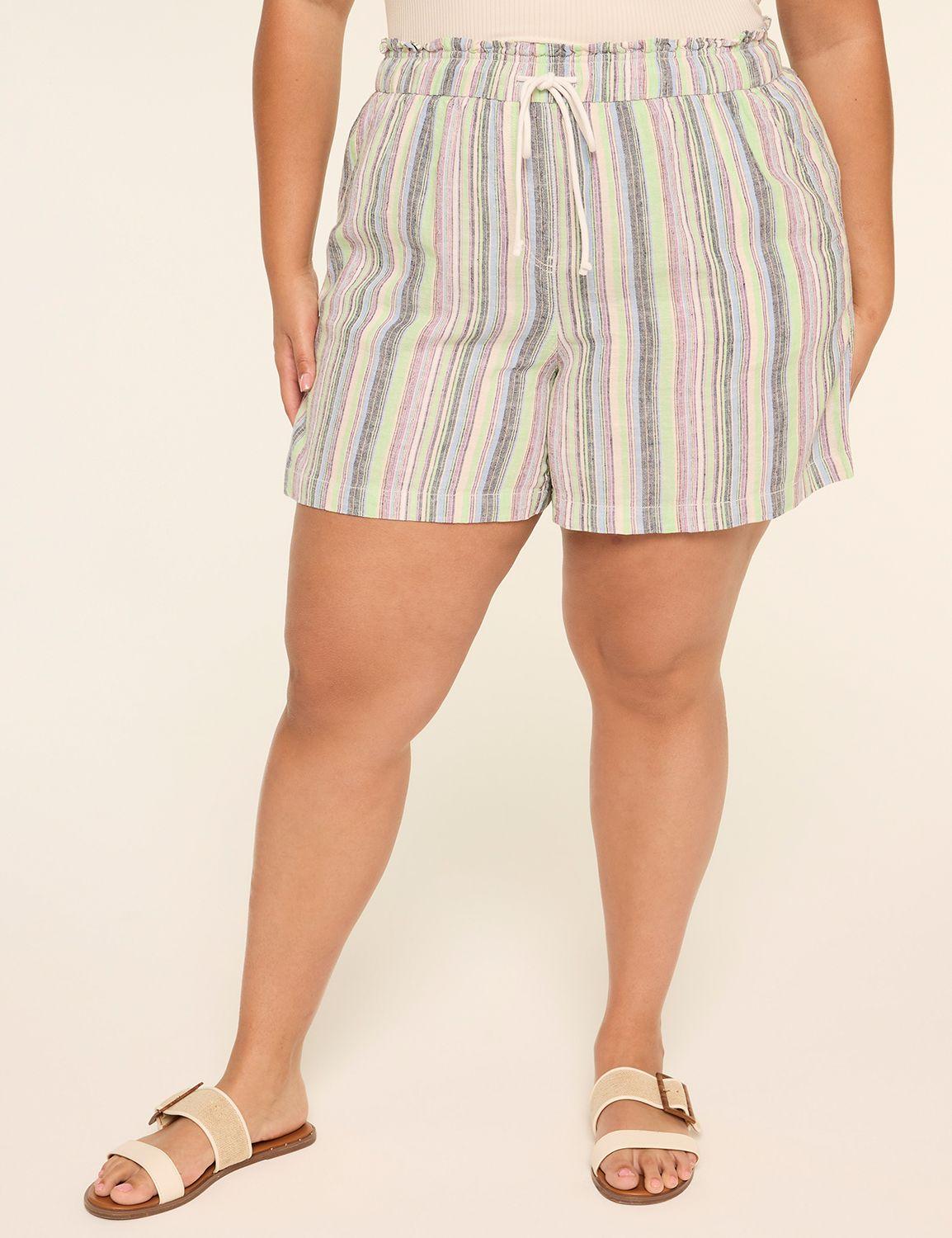 striped linen short