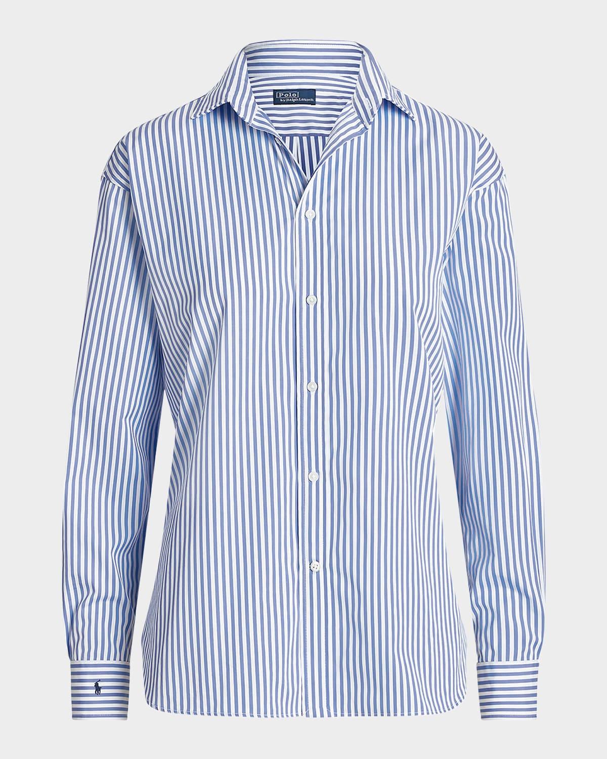 striped long-sleeve cotton blouse