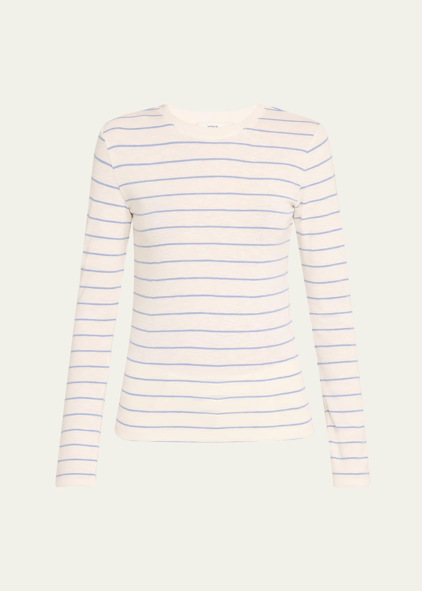 striped long-sleeve crewneck t-shirt