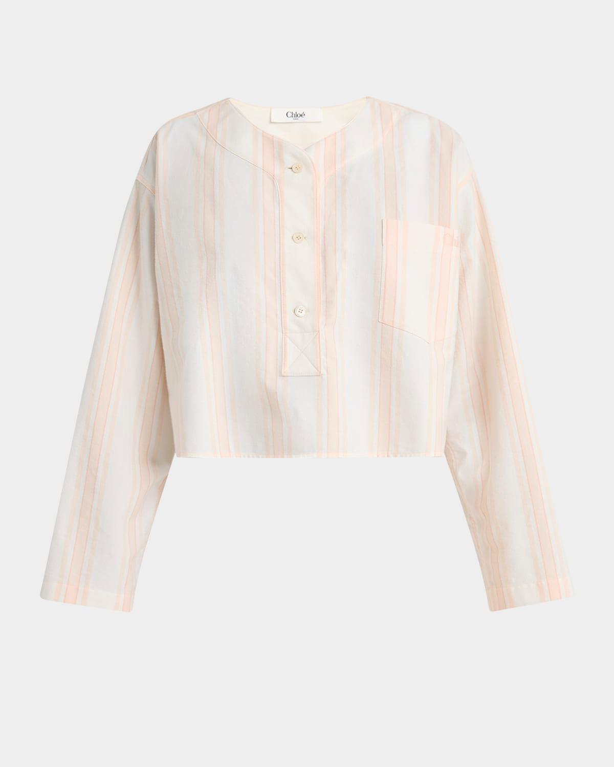 striped long-sleeve crop top