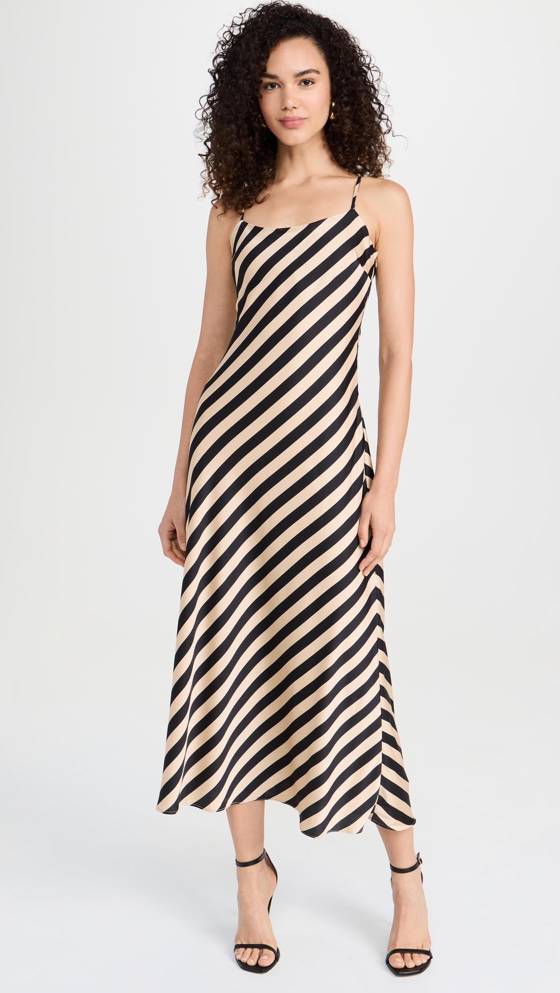 striped maxi slip dress