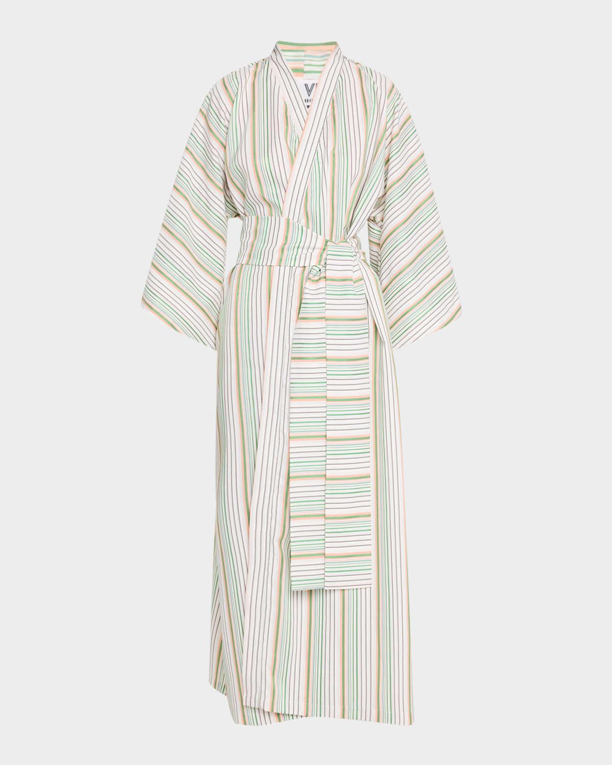 striped maxi wrap dress